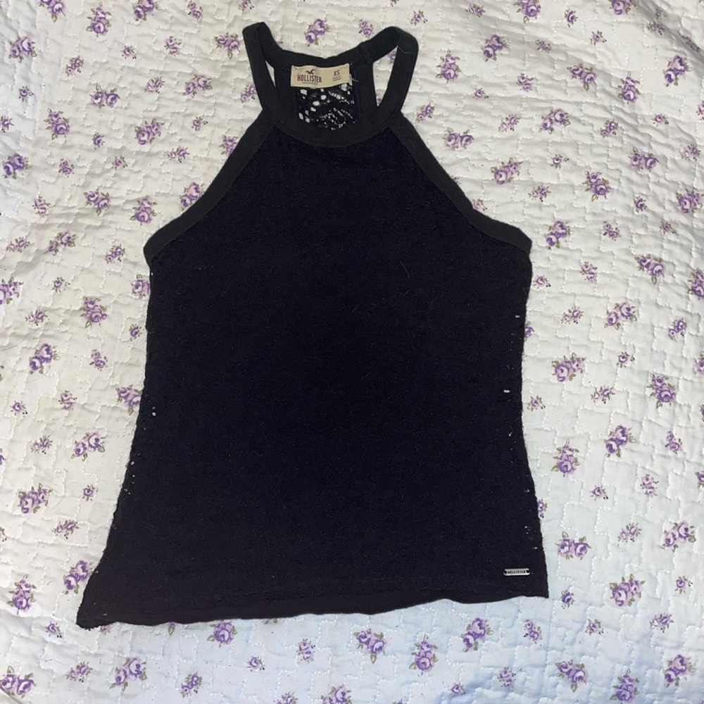 Black mesh material tank top from hollister. Size xs